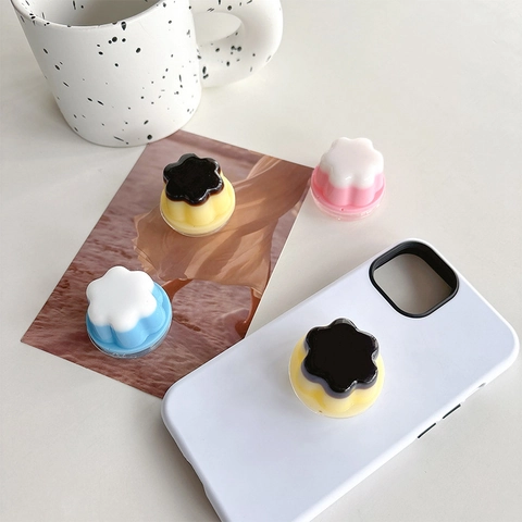 Flower Shape Phone Griptok Expanding Retractable Mobile Bracket Plastic Resin Double Color Jelly Pudding Style Hand Grip Decor