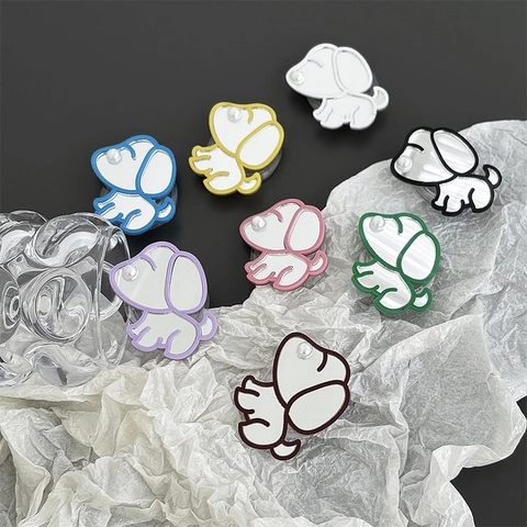 Supporto Per Telefono Cucciolo Cartone Animato Con Specchio E Perla Artificial Plastica Telescopico Griptok Cute Animal Style Smartphone