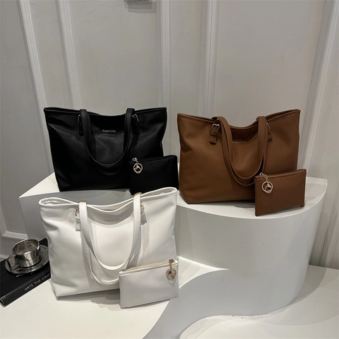 Borsa Tote da Donna in Pelle PU di Grande Capacità E Piccola Pochette Borsa a Tracolla alla Moda per Lavoro Ufficio Quotidiano