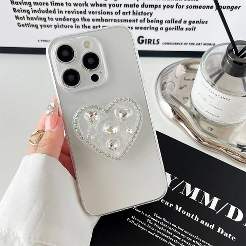 Herzförmiger Handyhalter Strass Edelstein Funkelnd Ausziehbar Klebend Schreibtischständer Zubehör Für Frauen