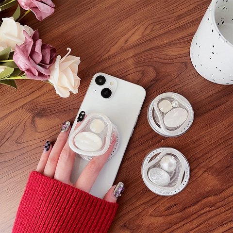 Supporto Per Telefono Magnetico Griptok Estensibile Cuore Gemma Perla Artificial Design Fluido Irregolare Estetico Per Donne
