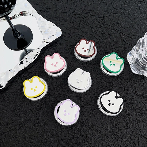 Rabbit Shape Mirror Magnetic Expanding Phone Grip Stand Portable Cute Cartoon Ins Style Universal Desktop Cellphone Holder