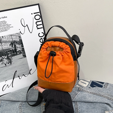 Wasserdichte Canvas PU Patchwork Umhängetasche Für Das Handy Für Damen Mini Vertikales Quadrat Schultertasche Casual Täglich Reisen