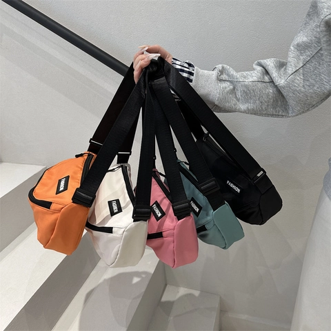 Women Canvas Saddle Bag Fashion Crossbody Shoulder Bag Casual Large Capacity Solid Color Handbag With Adjustable Strap