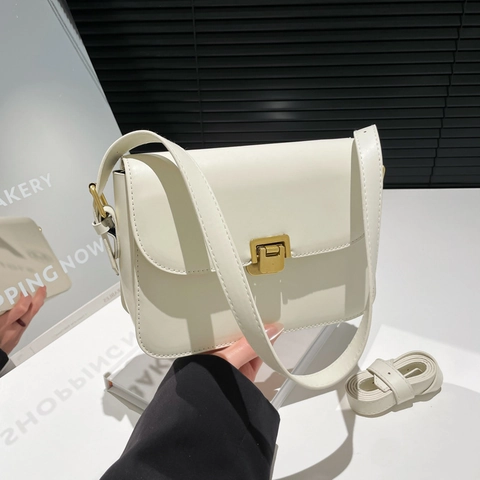 Sac Bandoulière Rétro En Simili Cuir Pour Femmes Petit Sac À Épaule Carré Avec Fermeture À Verrou Style Britannique