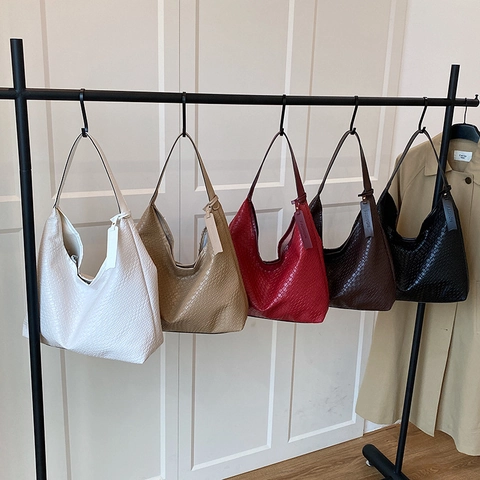 Gewebte Hobo Tasche Für Damen Große Kapazität PU Leder Unterarm Schultertasche Mode Pendler Tote