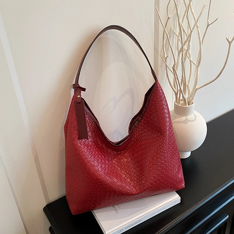 Gewebte Hobo Tasche Für Damen Große Kapazität PU Leder Unterarm Schultertasche Mode Pendler Tote