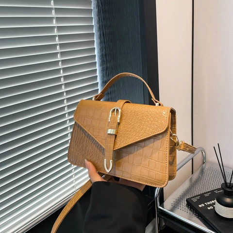 Sac À Bandoulière Pour Femmes Motif Crocodile Cuir PU Poignée Crossbody Retro Messenger Sac À Main Élégant Mode Voyage