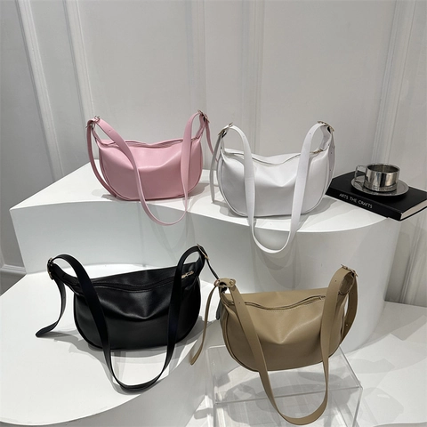 Borsa Hobo Minimalista In Pelle PU Da Donna Moda Grande Capacità A Mezzaluna Tracolla Borsa A Spalla Borsetta Quotidiana