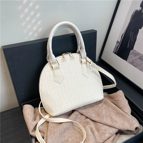Crocodile Pattern Shell Handbag For Women PU Leather Elegant Minimalist Crossbody Shoulder Bag Fashion Top Handle Daily