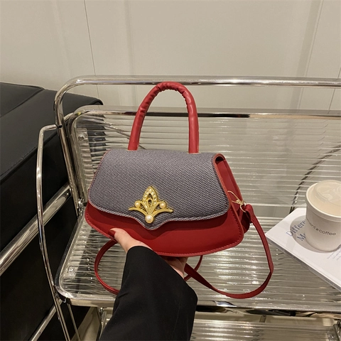 Borsa A Tracolla Vintage In Pelle PU Patchwork Per Donna Con Fibbia In Metallo Perla Artificial Strass Manico Superiore