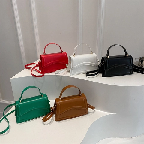 Women PU Leather Shoulder Bag Wave Stitching Flap Top Handle Crossbody Purse Minimalist Daily Fashion Casual Handbag