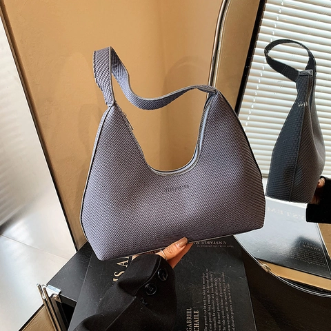 Woven Texture PU Leder Unterarm Hobo Tasche Vintage Crescent Shape Schulter Handtasche Für Frauen Täglich Reisen Elegant