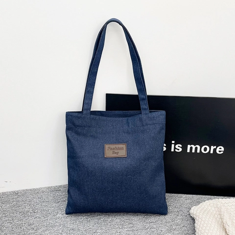Lässige Damen Denim Tragetasche Große Kapazität Schulterhandtasche Streetwear Jeansstoff Täglich Reisen Student