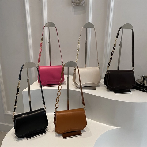 Women Shoulder Bag PU Leather Wavy Flap Square Crossbody Trendy Fashion Resin Metal Chain Strap Elegant Daily Carry
