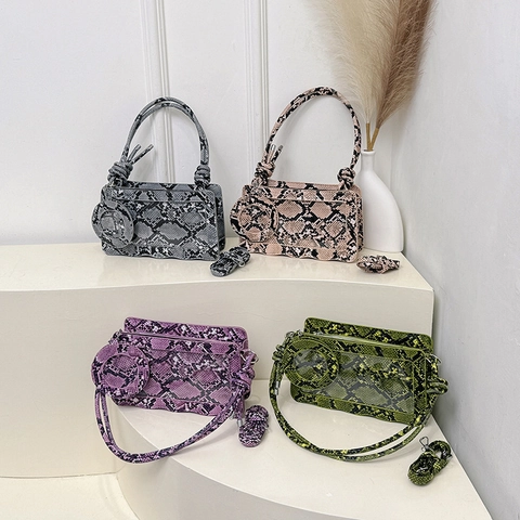 Borsa A Tracolla Con Motivo Serpente Pelle PU Con Portamonete Rotondo Elegante Stampa Pitone Borsa Da Donna Moda Casual