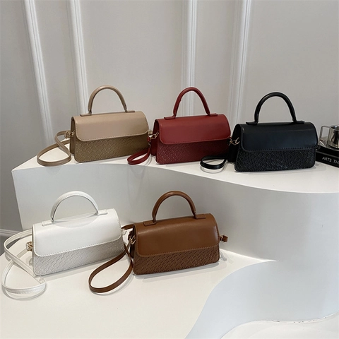 Borsa a Tracolla da Donna in Pelle PU Fashion Patchwork Texturizzata Borsa Quadrata Versatile Casual Street Style