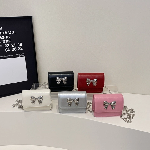 Borsa a Tracolla Mini in Pelle PU da Donna Moda Catena Argento Borsa a Spalla Quadrata per Festa Quotidiana