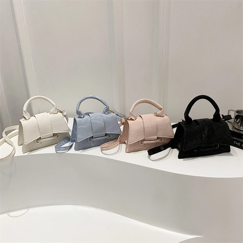 Women Fashion Mini Handbag PU Leather Marble Texture Crossbody Shoulder Bag Street Style Small Square Bag Daily Purse