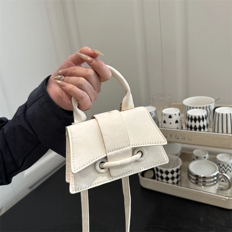 Women Fashion Mini Handbag PU Leather Marble Texture Crossbody Shoulder Bag Street Style Small Square Bag Daily Purse