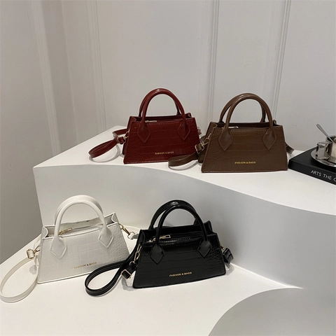 Damen Krokodilmuster PU Leder Handtasche Vintage Minimalistisch Kleine Quadratische Umhängetasche Elegante Schultertasche