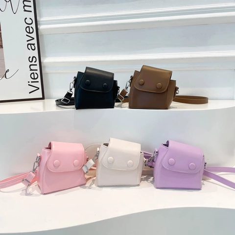 Mini Crossbody Bag PU Leather Niche Design Double Button Flap Shoulder Bag For Women Fashion Small Square Lipstick Bag