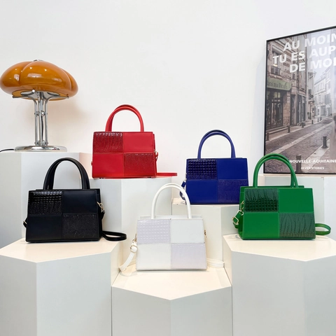 Borsa a Mano da Donna con Motivo a Coccodrillo Patchwork Moderna Minimalista in Pelle PU Borsa a Tracolla per Ufficio Quotidiano