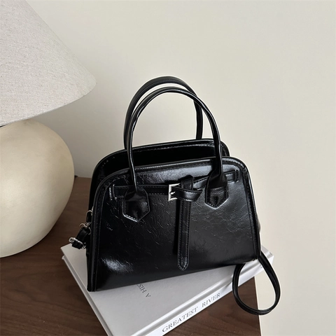 Bolso De Mano De Cuero PU Para Mujer Retro Hebilla De Cinturón Bolso De Hombro Simple Diario Bolso Cruzado Moda Lady