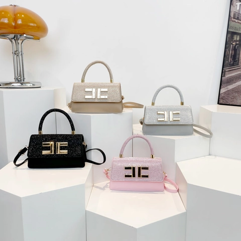 Borsa A Tracolla Da Donna Pelle PU Intarsio Paillettes Piccola Borsa Quadrata Alla Moda Tracolla Regolabile Quotidiana