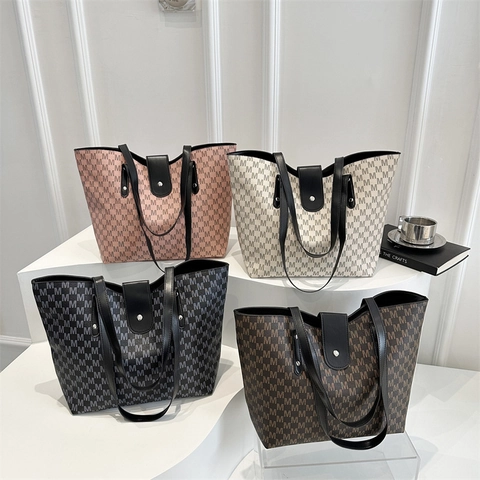 Dames Fashion Monogram Print PU Leren Tote Tas Grote Capaciteit Pendelaar Schoudertas Street Style Casual Werk Handtas