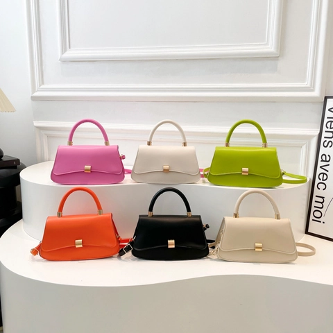 Minimalist Small Square Bag For Women PU Leather Top Handle Flap Shoulder Crossbody Bag Niche Design Chic Trendy