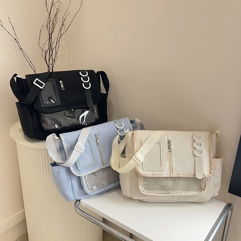 Bolso Ita Estilo Japonés Bolso Bandolera Nylon Bolso Mensajero Ventana Transparente Estudiantes Viaje Bolso De Hombro