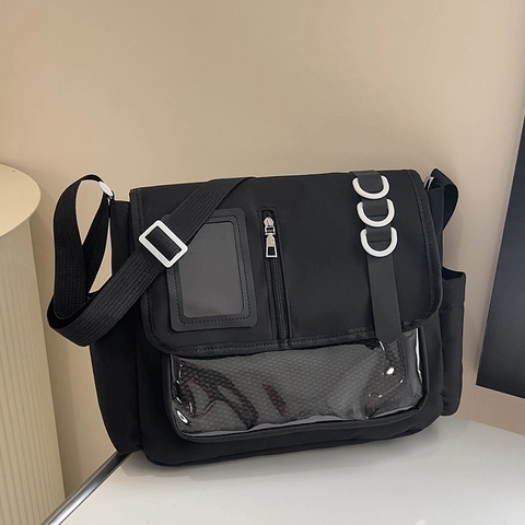 Cute Japanese Anime Ita Bag Nylon Large Capacity Messenger Bag Transparent Window Crossbody Bag For Students Women Daily