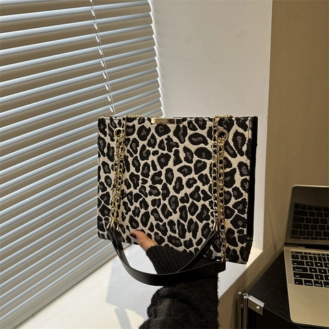 Borsa A Spalla Trendy Stampa Animale Leopardo Zebra Pelle PU Chic Tracolla A Catena Borsa Quadrata Per Donna