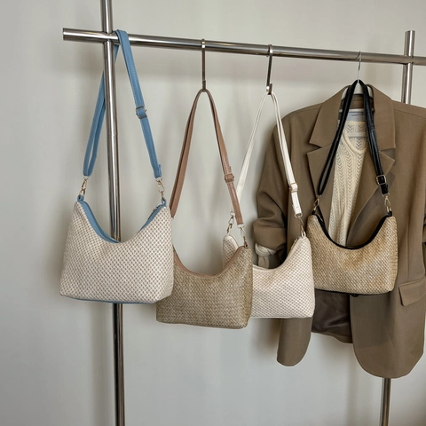 Borsa Hobo In Paglia Intrecciata Da Donna Borsa A Spalla Mezzaluna Leggera Per Spiaggia Viaggio Tracolla Casual Con Tracolla Regolabile
