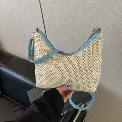 Borsa Hobo In Paglia Intrecciata Da Donna Borsa A Spalla Mezzaluna Leggera Per Spiaggia Viaggio Tracolla Casual Con Tracolla Regolabile