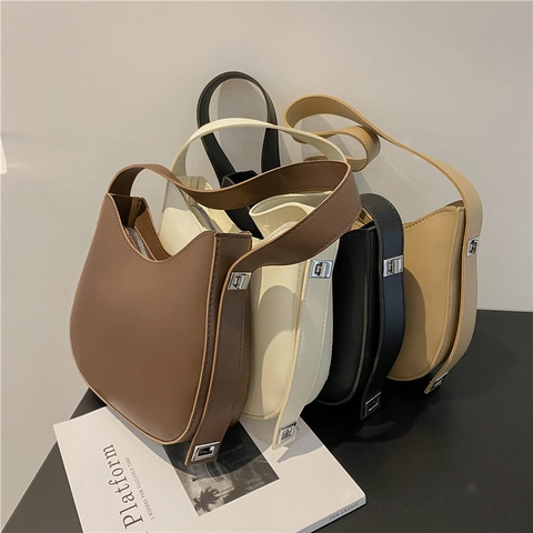 Women Minimalist PU Leather Underarm Bag Korean Fashion Solid Color Hobo Bag Stylish Dumpling Shoulder Bag For Daily Commute