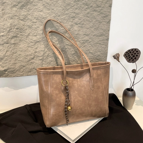 Borsa Tote In Pelle PU Retro Grande Capacità Borsa A Spalla Design Testurizzato Vintage Per Donne Stile Di Fascia Alta