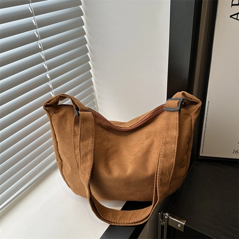 Bolso Hobo de Nailon de Gran Capacidad para Mujer Minimalista Urbano Color Sólido Bolso de Hombro Media Luna Bolso Cruzado