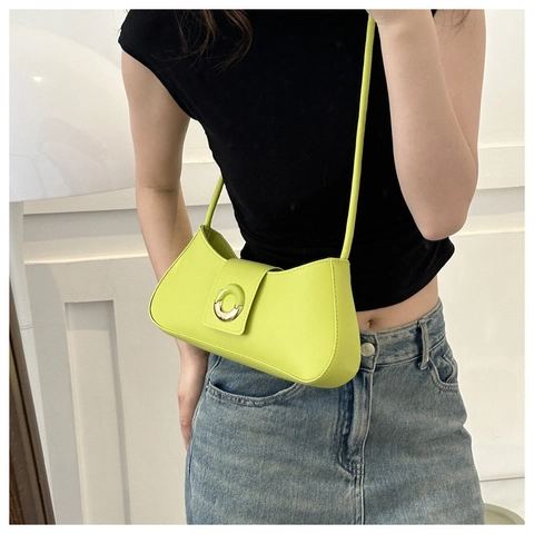 Bolso Hobo de Axila de Cuero PU Minimalista para Mujer Bolso de Hombro de Color Sólido Con Hebilla de Metal y Correa Anudada Bolso de Mano Elegante