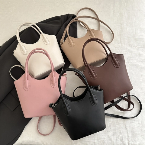 Bolso Bombonera Minimalista de Cuero PU Para Mujer Moda de Color Sólido Bolso de Hombro Con Correa Ajustable Bolso Chic Diario