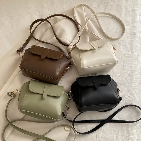 Damen Schulter Umhängetasche PU Leder Klappe Verstellbarer Riemen Minimalistische Quadratische Tasche Mode Trendige Tasche