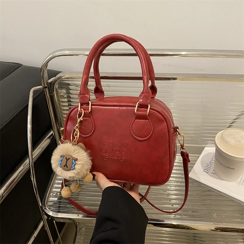 Sac À Main Rétro En Cuir PU Sac À Bandoulière Gaufré Mini Sac Boston Sac À Poignée Style Vintage Femme Quotidien