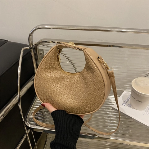 Vintage Gewebte Crescent Hobo Tasche Damen PU Leder Krokodil Prägung Unterarm Schultertasche Mit Verstellbarem Gurt