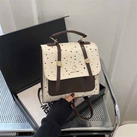 Vintage Polka Dot Mini Rucksack PU Leder Crossbody Handtasche Für Damen Mode Color Block Umhängetasche Neues Design