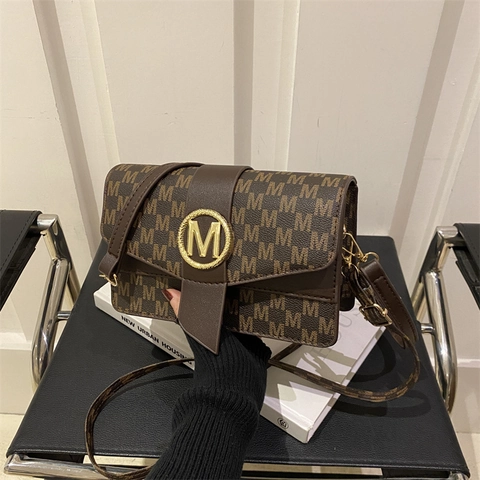 Borsa A Tracolla Da Donna Con Stampa Monogramma Lettera M Borsa A Tracolla In Pelle PU Fibbia Dorata Moda Elegante Piccola Borsa