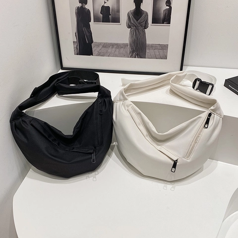 Sac Bandoulière Grande Capacité Pour Femme Style Japonais Minimaliste Sacoche Décontractée Tissu Composite Sangle Réglable