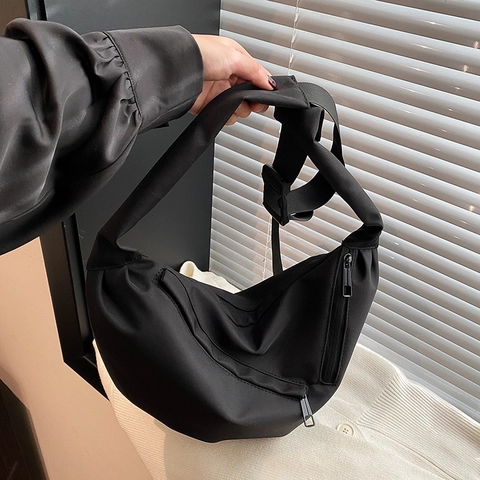 Sac Bandoulière Grande Capacité Pour Femme Style Japonais Minimaliste Sacoche Décontractée Tissu Composite Sangle Réglable