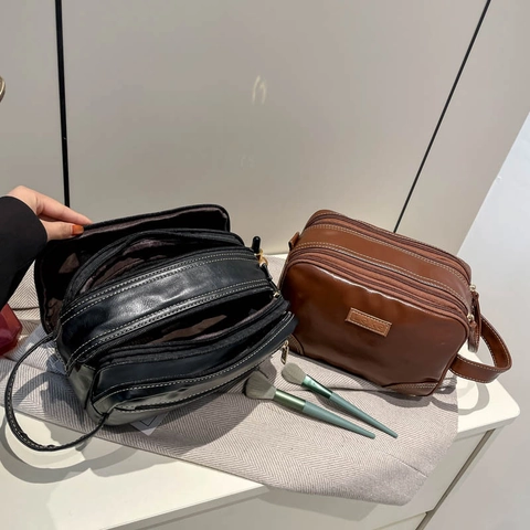 Neceser De Gran Capacidad Cuero PU Impermeable Compartimentos Múltiples Organizador De Maquillaje Viaje Para Hombres Mujeres