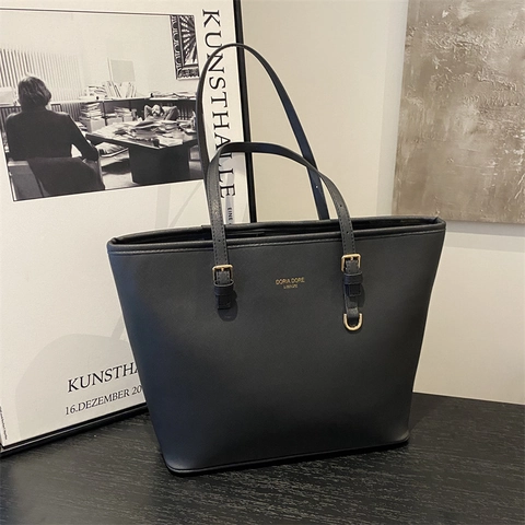 Borsa Tote da Donna Grande Capacità in Pelle Saffiano Moda Pendolarismo Borsa a Spalla Con Ferramenta Dorata Handbag Minimalista